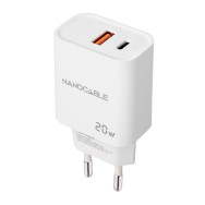 CARGADOR USB-C PD + USB-A QC 20W BLANCO NANOCABLE 10.10.2007