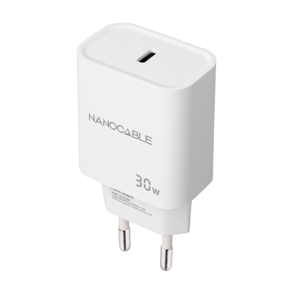 CARGADOR USB-C PD 30W BLANCO NANOCABLE 10.10.2009