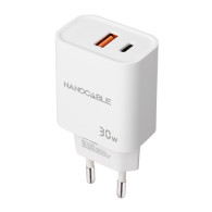 CARGADOR USB-C PD + USB-A QC 30W BLANCO NANOCABLE 10.10.2011