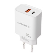 CARGADOR USB-C PD + USB-A QC 30W BLANCO NANOCABLE 10.10.2011