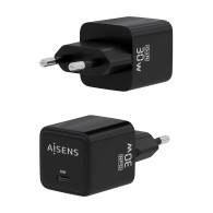 CARGADOR GAN 30W 1xUSB-C PD3.0 QC4.0 NEGRO AISENS ASCH-30W1P036-BK