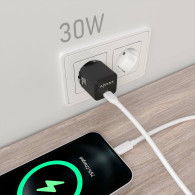 CARGADOR GAN 30W 1xUSB-C PD3.0 QC4.0 NEGRO AISENS ASCH-30W1P036-BK