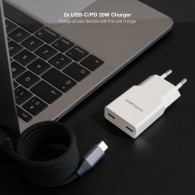 CARGADOR 2xUSB-C PD 20W BLANCO NANOCABLE 10.10.2023