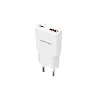 CARGADOR USB-C PD + USB-A QC 25W BLANCO NANOCABLE 10.10.2025