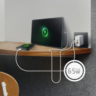 CARGADOR GaN 65W 2xUSB-C PD3.0 QC4.0 1xUSB-A QC3.0 BLANCO AISENS ASCH-65W3P007-W