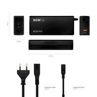 CARGADOR PORTATIL 90W AUTO 12 CONECTORES USB-A QC3.0 AISENS ASLC-90WAUTO-BK