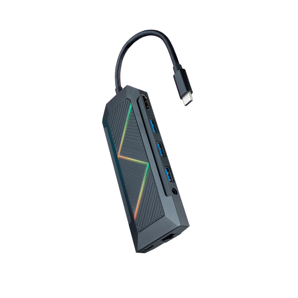 HUB USB-C NANOCABLE 3xUSB-A+USB-C CARGA+HDMI+RJ45+TF+SD+AUDI 10.16.0901