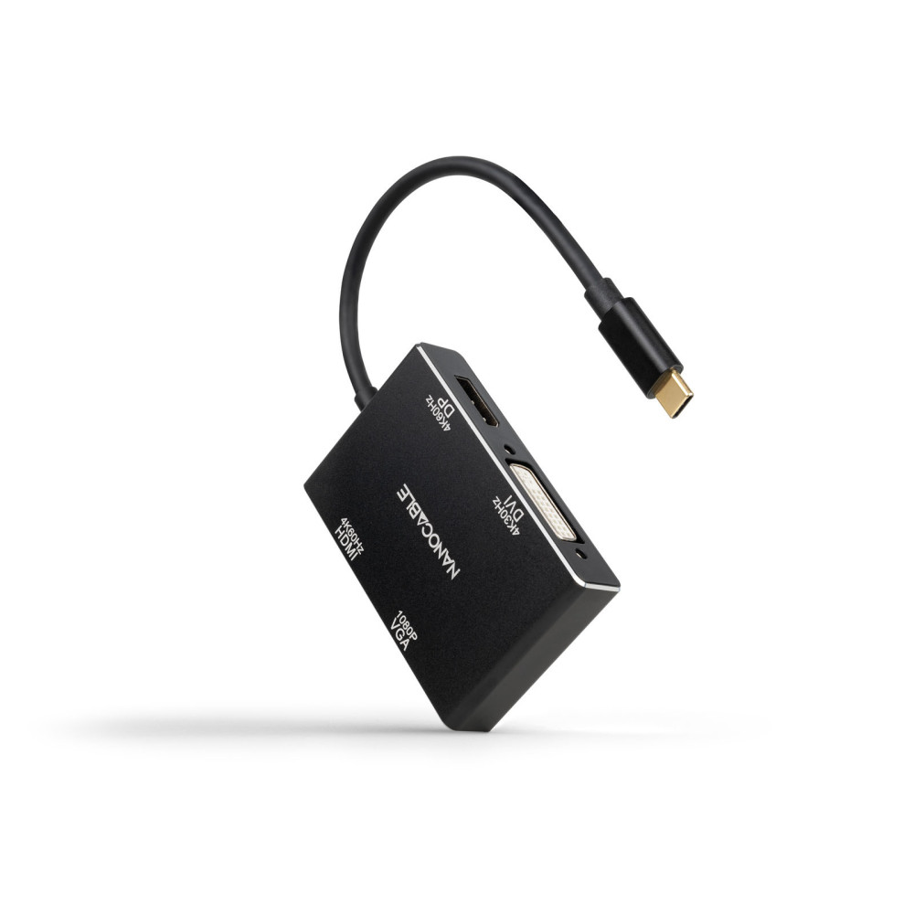 CONVERSOR USB-C HDMI H-DVI H-DP H-VGA H 10CM NEGRO NANOCABLE 10.16.4307