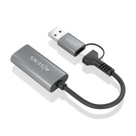 CONVERSOR USB-A+USB-C A HDMI USB-AM+USB-CM-HDMIH ALU GRIS 15CM AISENS A109-0913