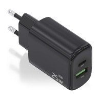 CARGADOR 25W 1xUSB-C PD3.0 1xUSB-A QC3.0 NEGRO AISENS A110-0912
