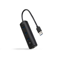CONVERSOR USB3.0 A ETHERNET 3xUSB3.0 USB-A M-RJ45  NANOCABLE 10.16.4604