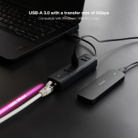 CONVERSOR USB3.0 A ETHERNET 3xUSB3.0 USB-A M-RJ45  NANOCABLE 10.16.4604