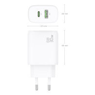 CARGADOR GAN 30W 1xUSB-C PD3.0 QC4.0 1xUSB-A QC3.0 BLANCO AISENS A110-0923