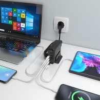 CARGADOR SOBREMESA GaN 140W 3USB-C PD3.1 USBA QC3 NEGRO AISENS ASCH-140W4P056-BK
