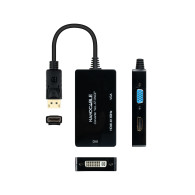 CONVERSOR DP A HDMI H-DVI H-VGA H NEGRO 25 CM NANOCABLE 10.16.3301-ALL