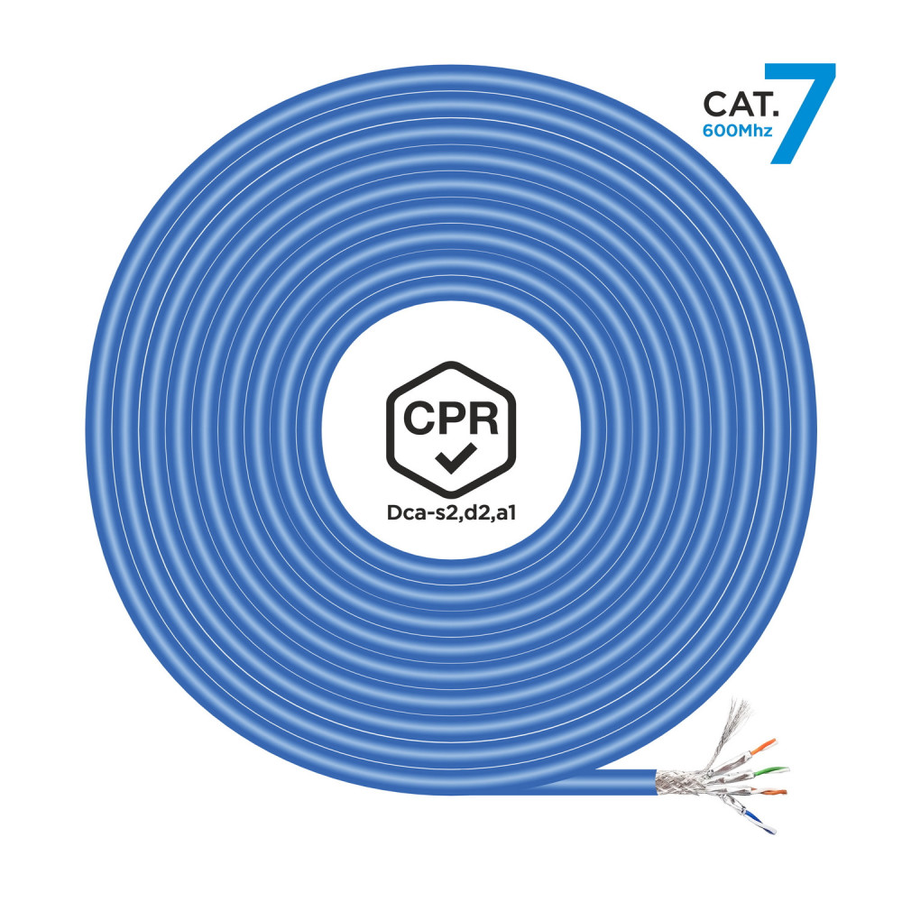 CABLE RED RJ45 LSZH CPR Dca CAT7 600 MHZ S FTP AWG23 AZUL 100M AISENS A146-0664