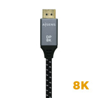 CABLE DISPLAYPORT V1.4 8K 60HZ DPM-DPM GRIS NEGRO 1.5M AISENS A149-0436