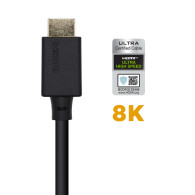 CABLE HDMI CERTIFICADO V2.1 8K 60HZ 48GBPS AM-AM NEGRO 1.0M AISENS A150-0421