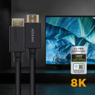 CABLE HDMI CERTIFICADO V2.1 8K 60HZ 48GBPS AM-AM NEGRO 1.0M AISENS A150-0421