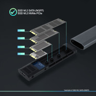 CAJA EXTERNA M.2 NGFF NVMe USB3.1 GEN2 GRIS TOOQ TQE-2223G