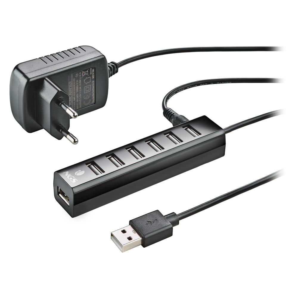 HUB USB NGS 7 PUERTOS USB 2.0 CON ADAPTADOR DE CORRIENTE IHUB7 TINY