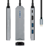 DOCK AISEN USB-C 5 EN 1 USB-C A 1xHDMI 1xRJ45 2xUSB 1xPD GRIS15CM ASUC-5P003-GR