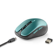 RATON NGS INALAMBRICO ERGONOMICO EVO RUST ICE RECARGABLE NEGRO-AZUL USB