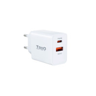 CARGADOR USB-C PD TOOQ PARED 20W USB-A QC 18W BLANCO TQWC-2SC04WT