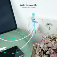 CARGADOR USB-C PD TOOQ PARED 20W USB-A QC 18W BLANCO TQWC-2SC04WT