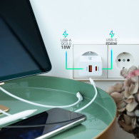 CARGADOR USB-C PD TOOQ PARED 20W USB-A QC 18W BLANCO TQWC-2SC04WT