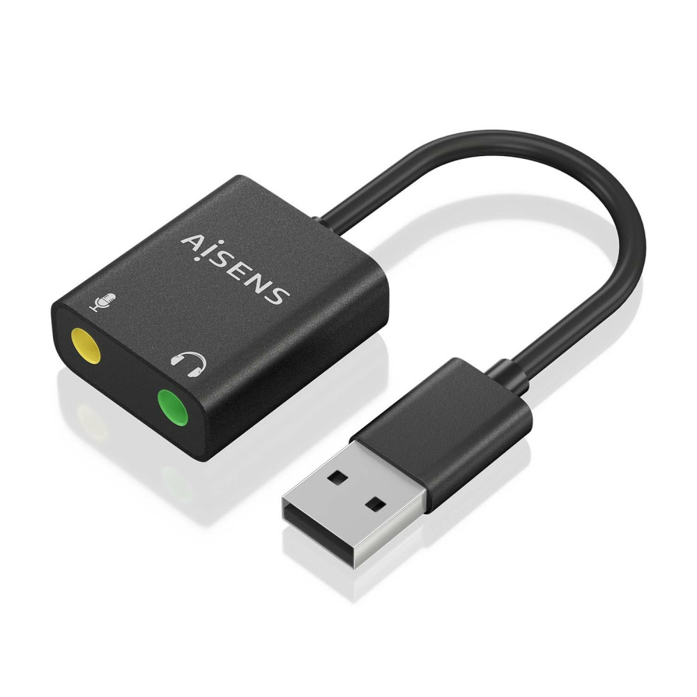 CONVERSOR USB-A A AUDIO 48KHz USB-A-M-2xJACK 3.5 H NEGRO 10CM AISENS A106-0769