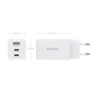 CARGADOR GAN 65W 2USBC PD3.0 QC4.0 1USBA QC3.0 BLANCO AISENS ASCH-65W3P072-W