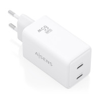 CARGADOR GaN 65W 2xUSB-C PD3.0 QC4.0 BLANCO AISENS ASCH-65W2P078-W