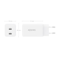 CARGADOR GaN 65W 2xUSB-C PD3.0 QC4.0 BLANCO AISENS ASCH-65W2P078-W