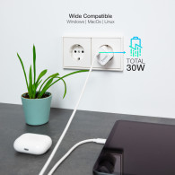 CARGADOR USB-C TOOQ PARED GAN USB-C PD 30W TQWC-GANPD30WT