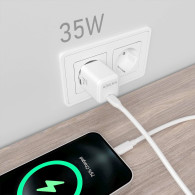 CARGADOR GaN 35W 1xUSB-C PD3.0 QC4.0 BLANCO AISENS ASCH-35W1P016-W