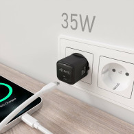 CARGADOR GaN 35W 1xUSB-C PD3.0 QC4.0 NEGRO AISENS ASCH-35W1P023-BK