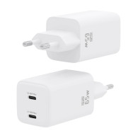 CARGADOR GAN 65W 2xUSB-C PD3.0 QC4.0 BLANCO AISENS ASCH-65W2P039-W