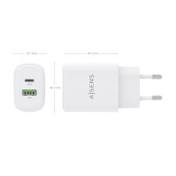 CARGADOR GaN 30W 1xUSB-C PD3.0 QC4.0 1xUSB-A QC3.0 BLANCO AISENS A110-0977