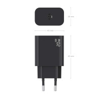 CARGADOR GaN 20W 1xUSB-C PD3.0 NEGRO AISENS A110-0939