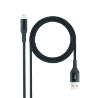 CABLE LIGHTNING A USB A/M NEGRO MALLADO 1 M NANOCABLE 10.10.0401-COBK