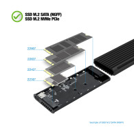 CAJA EXTERNA M.2 NGFF NVMe USB3.1 GEN2 USB-C RGB NEGRO TQE-2222B