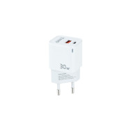 CARGADOR USB-C TOOQ PARED GAN USB-C PD + USB-A QC 30W TQWC-GANQCPD30WT