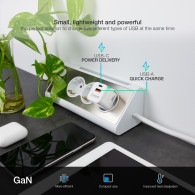 CARGADOR USB-C TOOQ PARED GAN USB-C PD + USB-A QC 30W TQWC-GANQCPD30WT