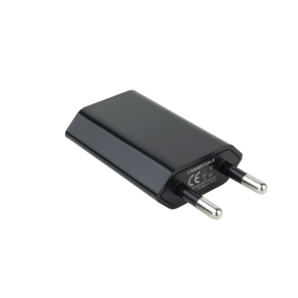 CARGADOR USB NANOCABLE MINI PARED 5V-1A NEGRO 10.10.2002