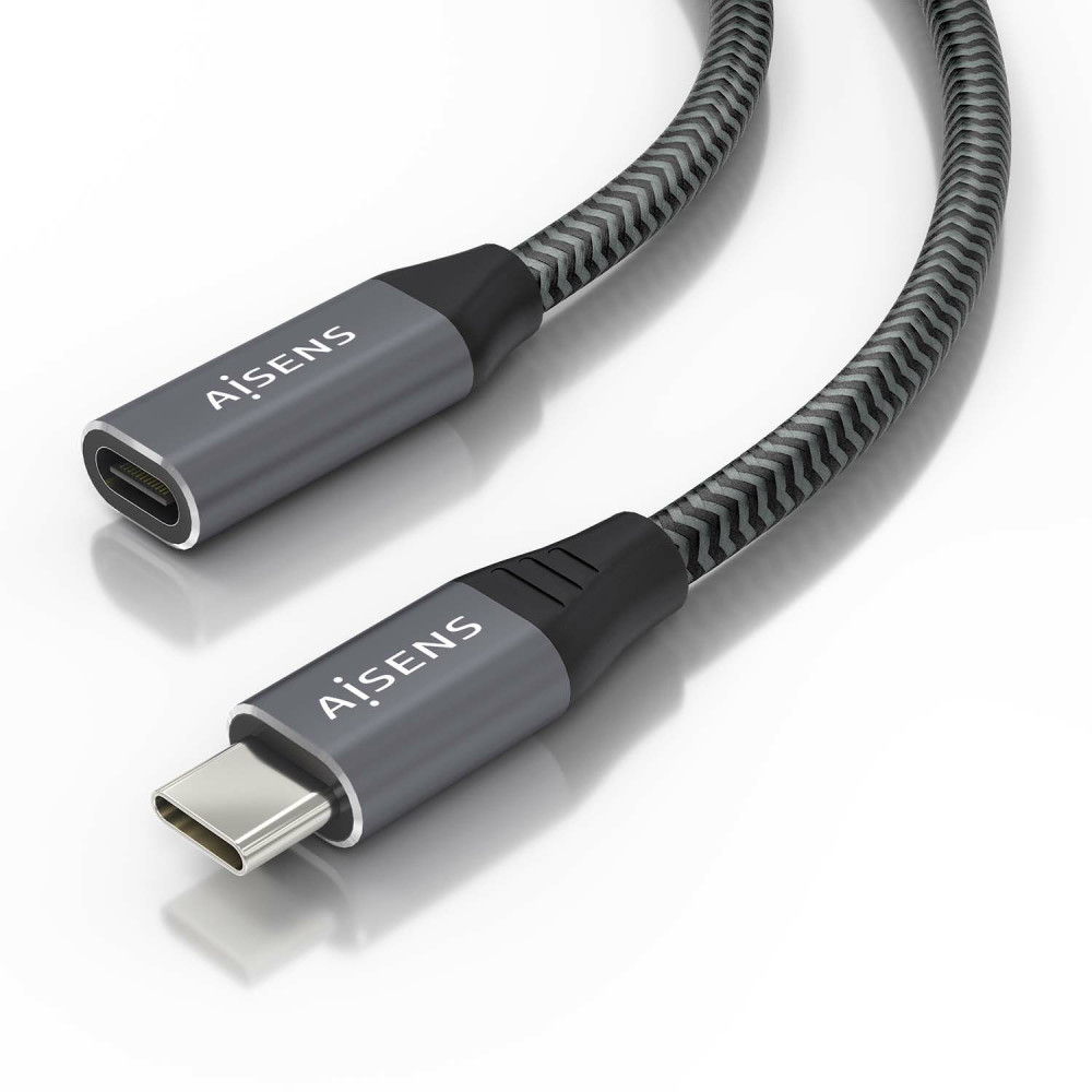 CABLE USB 3.2 GEN2x2 ALU 8K30HZ 5A 100W USB-C-M-C-H GRIS 0.5M AISENS A107-0760