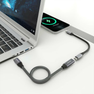 CABLE USB 3.2 GEN2x2 ALU 8K30HZ 5A 100W USB-C-M-C-H GRIS 0.5M AISENS A107-0760