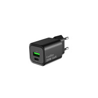 CARGADOR GAN 25W 1XUSB-C PD3.0 1XUSB-A QC3.0 NEGRO COOLBOX COO-CUP-25CA-B