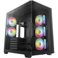 CAJA ATX SEMITORRE DEEPCOOL CG590U5F CRISTALTEMPLADO CURVADO ARGB NEGRA Y MADERA