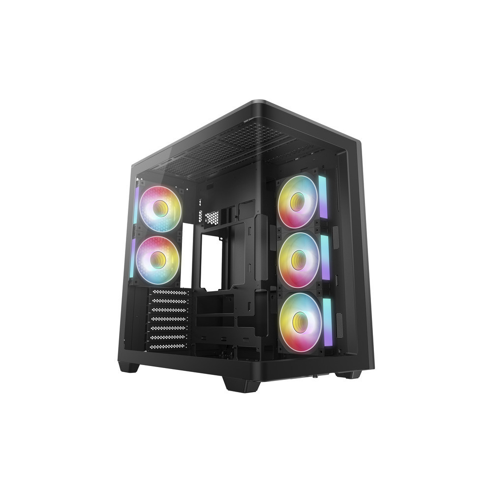 CAJA ATX SEMITORRE DEEPCOOL CG590U5F CRISTALTEMPLADO CURVADO ARGB NEGRA Y MADERA
